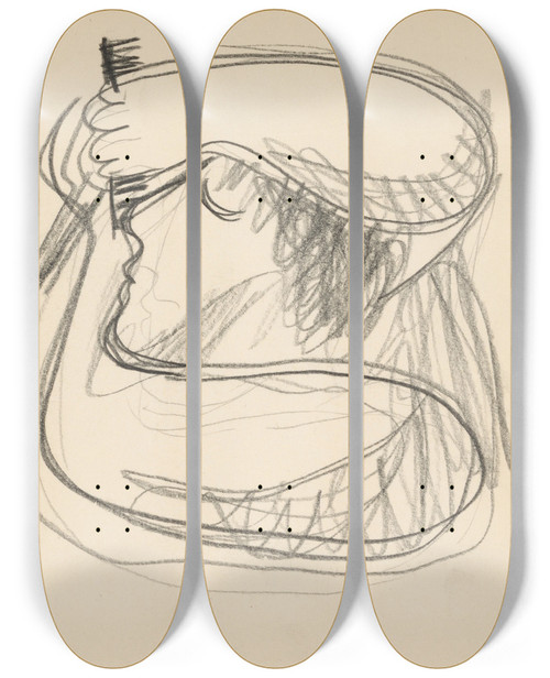 Triptych art skateboard deck of Mikul Galanda Sketchbook_68 by Mikulas Galanda (1895-1938)