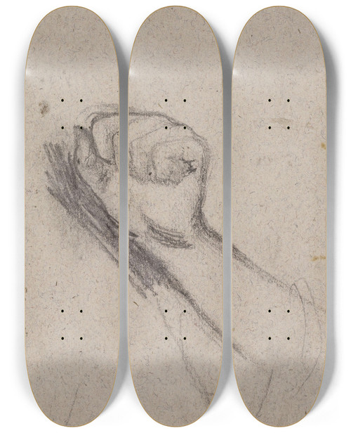 Triptych art skateboard deck of Narcissevirgile Diaz De La Pea Etude De Poing Gauche Ferm by Narcisse-Virgile Diaz de La Pea (1808-1876)