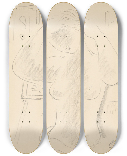 Triptych art skateboard deck of Mikul Galanda Sketchbook_72 by Mikulas Galanda (1895-1938)