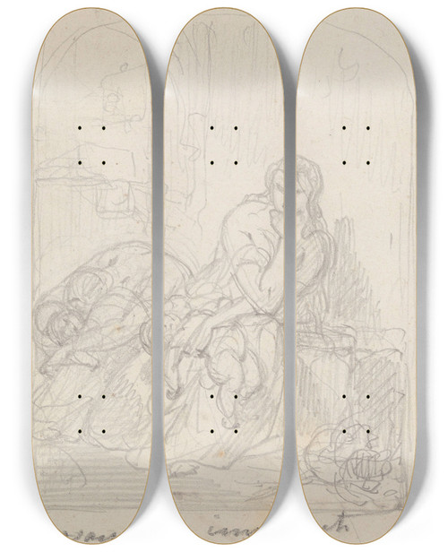 Triptych art skateboard deck of Nicaise De Keyser The Massacre Of The Innocents_1 by Nicaise De Keyser (1813-1887)
