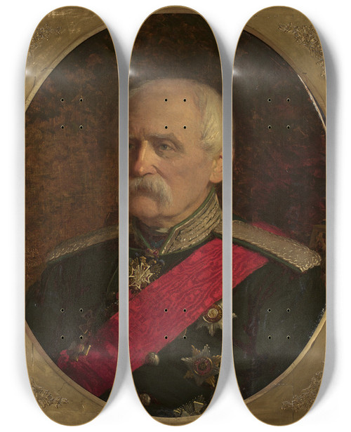Triptych art skateboard deck of Johann Kler Portrait Of Major General Stanisaw Kierbed Engineer by Johann Koler (1826-1899)