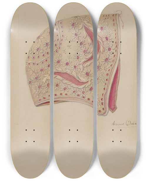 Triptych art skateboard deck of Anne Colman Baby Bonnet by Anne Colman