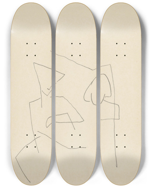 Triptych art skateboard deck of Mikul Galanda Z Krmy_2 by Mikulas Galanda (1895-1938)