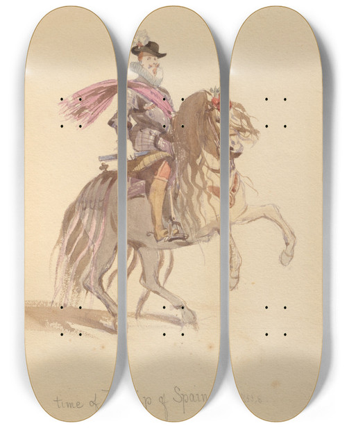 Triptych art skateboard deck of John Richard Coke Smyth Sketches Of Costume Pl113 by John Richard Coke Smyth (1808-1882)