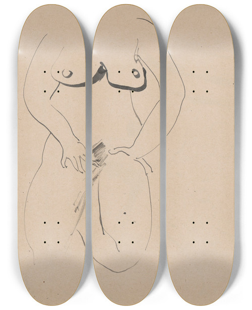 Triptych art skateboard deck of Cyprin Majernk Skicr_25 by Cyprian Majernik (1909-1945)