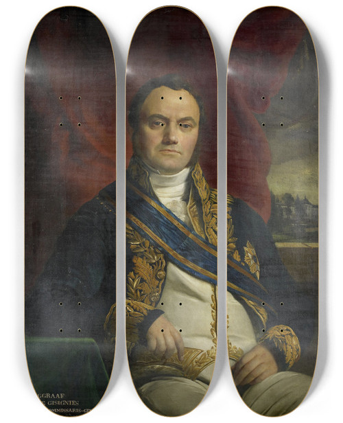 Triptych art skateboard deck of Franoisjoseph Navez Portrait Of Lonard Pierre Joseph Viscount Du Bus De Gisignies Commissionergeneral by Francois Joseph Navez (1787-1869)