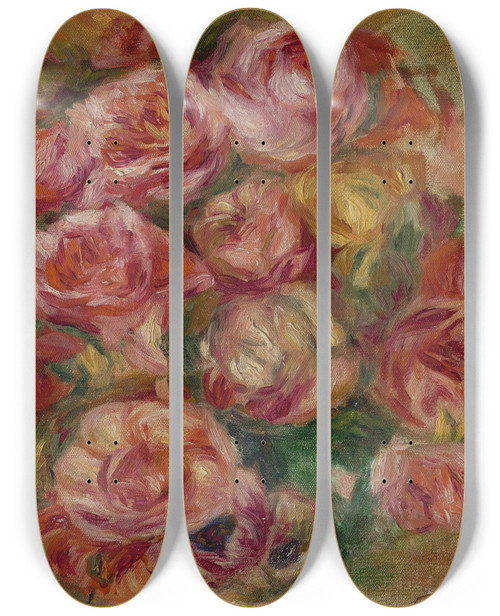 Triptych art skateboard deck of Pierreauguste Renoir Jet De Roses by Pierre-Auguste Renoir (1841-1919)