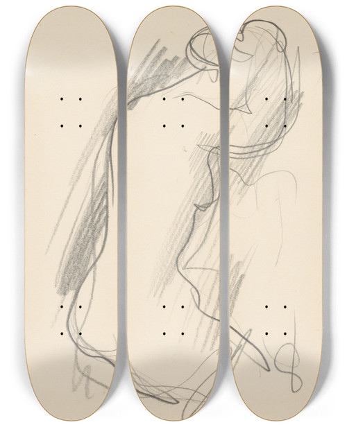 Triptych art skateboard deck of Mikul Galanda Sketchbook_66 by Mikulas Galanda (1895-1938)