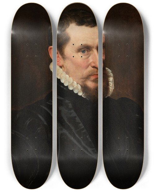 Triptych art skateboard deck of Adriaen Thomasz Key Portret Van Gillis Beys by Adriaen Thomasz Key (1544-1589)