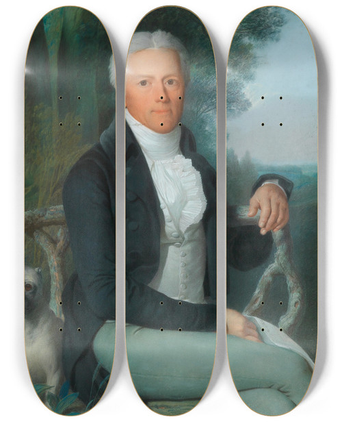 Triptych art skateboard deck of Daniel Caffe Portrait Of The Prussian Statesman Prince Karl August Von Hardenberg 17501822 In The Park Of His Country Estate At Tempelhof Near Berlin by Daniel Caffe (1756-1815)