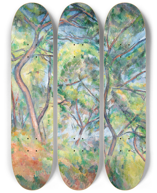 Triptych art skateboard deck of Paul Czanne Sousbois by Paul Cezanne (1839-1906)