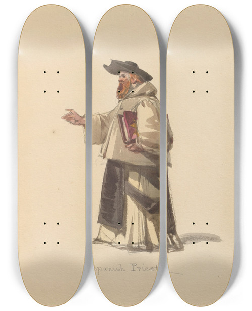 Triptych art skateboard deck of John Richard Coke Smyth Sketches Of Costume Pl038 by John Richard Coke Smyth (1808-1882)