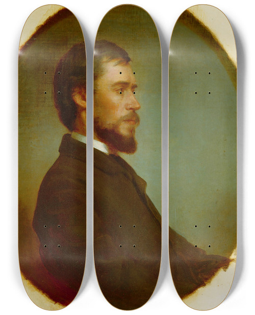 Triptych art skateboard deck of George Peter Alexander Healy Sanford Robinson Gifford by George Peter Alexander Healy (1813-1894)