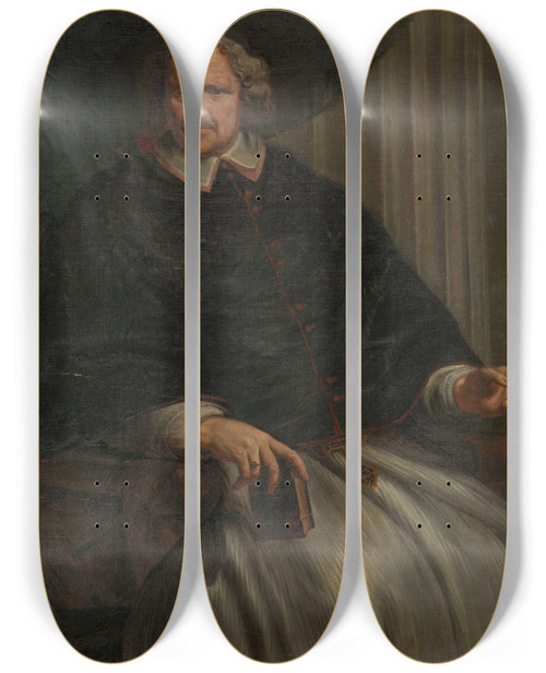 Triptych art skateboard deck of Jan Erasmus Quellinus Aubertus Van Eede Bishop Of Antwerp by Jan Erasmus Quellinus (1634-1715)