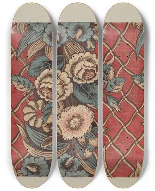 Triptych art skateboard deck of Mina Lowry Printed Cotton by Mina Lowry (1894-1942)