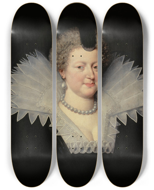 Triptych art skateboard deck of Frans Pourbus The Younger Portrait De Marie De Mdicis 15731642 Reine De France by Frans Pourbus The Younger (1569-1622)