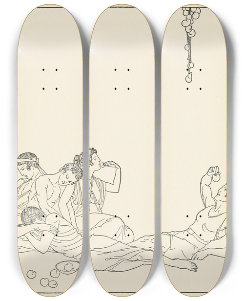 Triptych art skateboard deck of Padraic Colum The Childrens Homer Pl 38 by Padraic Colum (1881-1972)