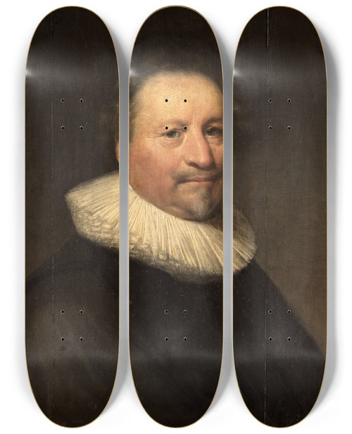 Triptych art skateboard deck of Jan Anthonisz Van Ravesteyn Portrait Of A Man Possibly Jan Doublet 15801650 by Jan Anthonisz Van Ravesteyn (1570-1657)