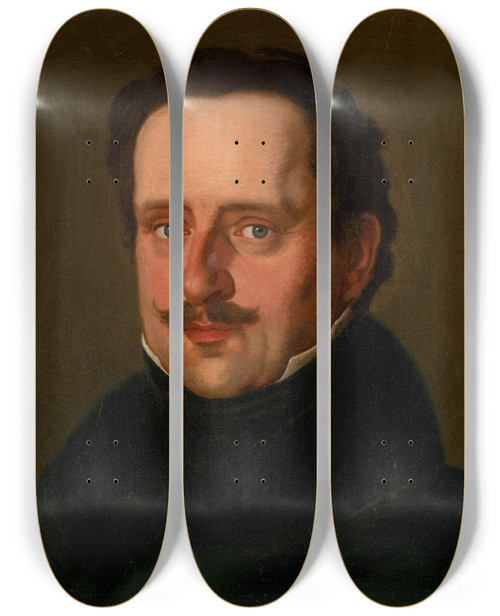 Triptych art skateboard deck of Jozef Czauczik Portrait Of Spi Zupan Count Karol Csky by Jozef Czauczik (1781-1857)