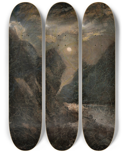Triptych art skateboard deck of Albert Pinkham Ryder The Lorelei by Albert Pinkham Ryder (1847-1917)