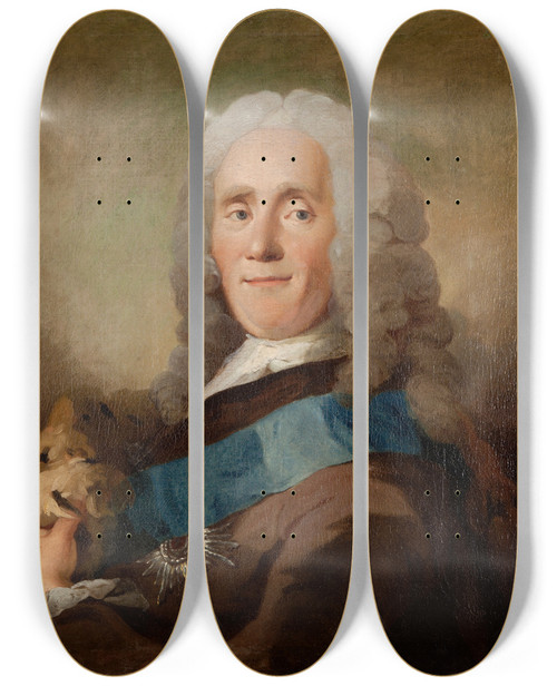 Triptych art skateboard deck of Carl Gustaf Pilo Count Johan Ludvig Holstein Ledreborg by Carl Gustaf Pilo (1711-1793)