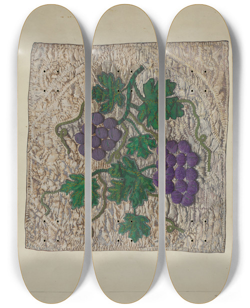 Triptych art skateboard deck of Florence Truelson Block From Friendship Quilt_2 by Florence Truelson