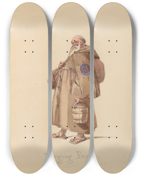 Triptych art skateboard deck of John Richard Coke Smyth Sketches Of Costume Pl023 by John Richard Coke Smyth (1808-1882)