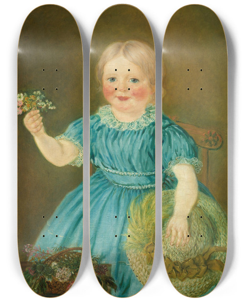 Triptych art skateboard deck of Matthias Stoltenberg Portrait Of Caroline Steen Torshaug by Matthias Stoltenberg (1799-1871)