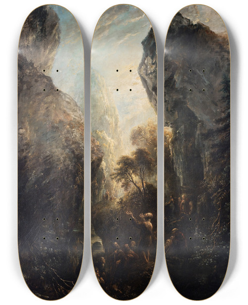 Triptych art skateboard deck of Elias Martin John The Baptist Preaching by Elias Martin (1739-1818)