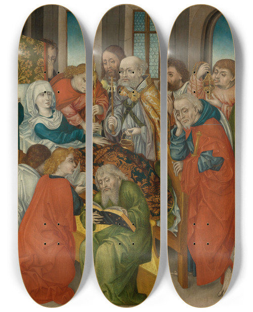 Triptych art skateboard deck of Master Of The Crucifixion Triptych The Death Of The Virgin by Master Of The Crucifixion Triptych (15-)