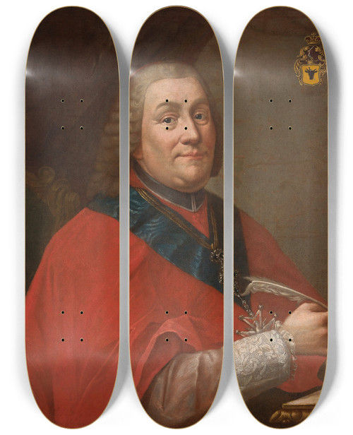 Triptych art skateboard deck of Marcello Bacciarelli Portrait Of Wadysaw Ubieski 17031767 Archbishop Of Gniezno And The Primate Of Poland by Marcello Bacciarelli (1731-1818)