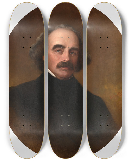 Triptych art skateboard deck of Emanuel Gottlieb Leutze Nathaniel Hawthorne_2 by Emanuel Gottlieb Leutze (1816-1868)