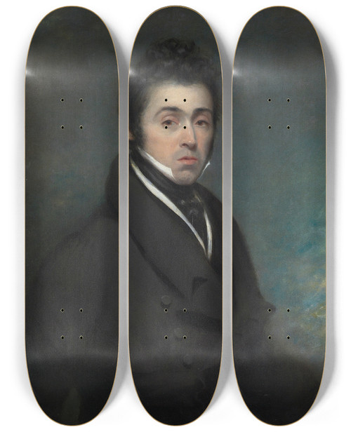 Triptych art skateboard deck of George Chinnery An Unknown Man by George Chinnery (1774-1852)