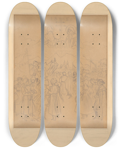 Triptych art skateboard deck of Mikol Ale Saints Cyril And Methodius by Mikolas Ales