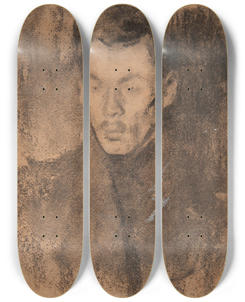 Triptych art skateboard deck of Olga Boznanska Portrait Study Of The Architect Franciszek Mczyski by Olga Boznanska (1865-1940)
