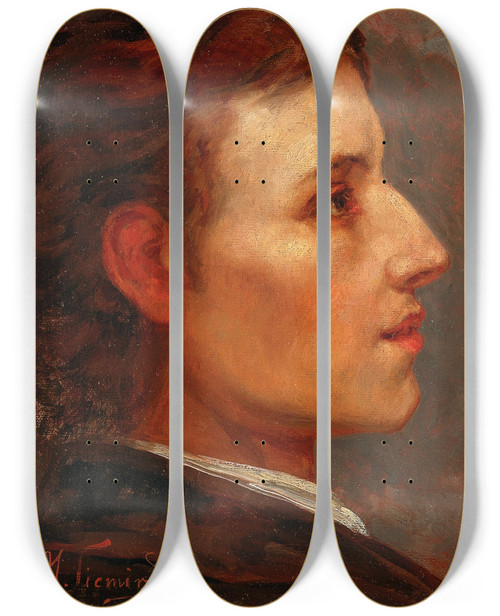 Triptych art skateboard deck of Workshop Of Henryk Siemiradzki A Profile Portrait Of Frdric Chopin by Workshop Of Henryk Siemiradzki (1843-1902)