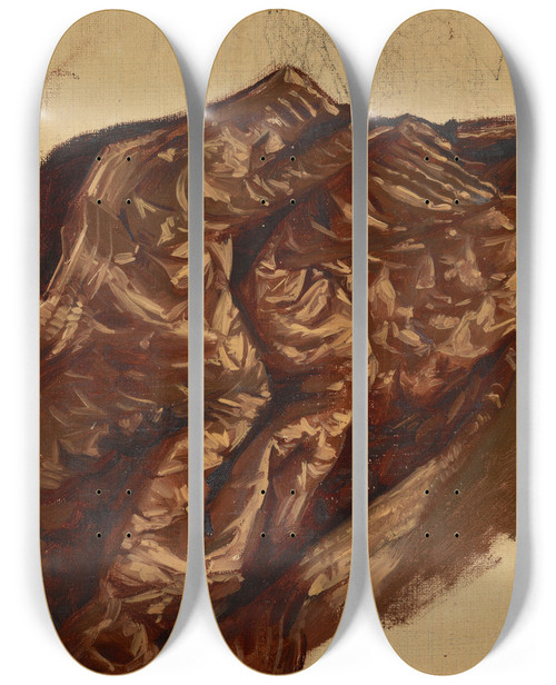 Triptych art skateboard deck of Jzef Simmler Study Of A Brocade Hanging by Jozef Simmler (1823-1868)