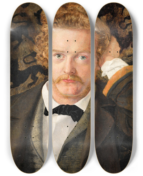 Triptych art skateboard deck of John Brett Portrait Of Arthur Brett by John Brett (1831-1902)