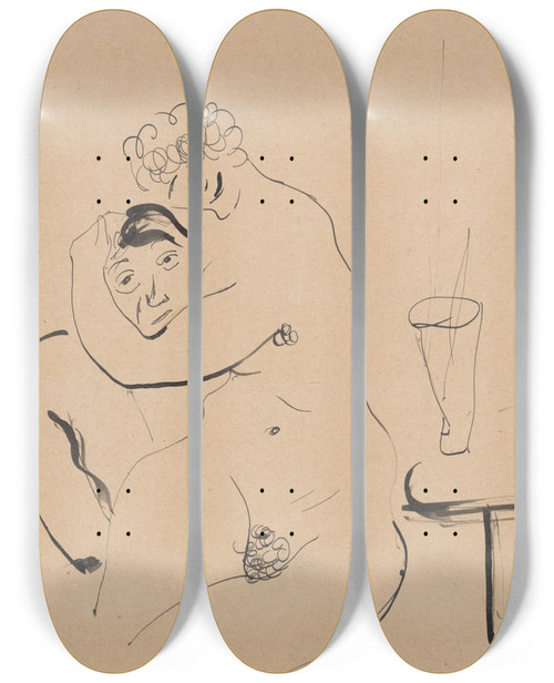 Triptych art skateboard deck of Cyprin Majernk Skicr_3 by Cyprian Majernik (1909-1945)