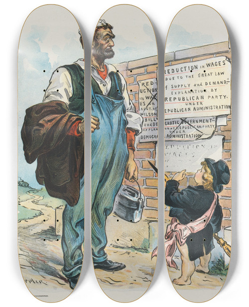 Triptych art skateboard deck of Udo Keppler A Puzzling Phenomenon by Udo Keppler (1872-1956)