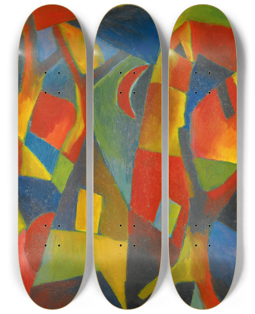 Triptych art skateboard deck of Arnold Topp Zwei Welten Two Worlds by Arnold Topp (1887-1945)