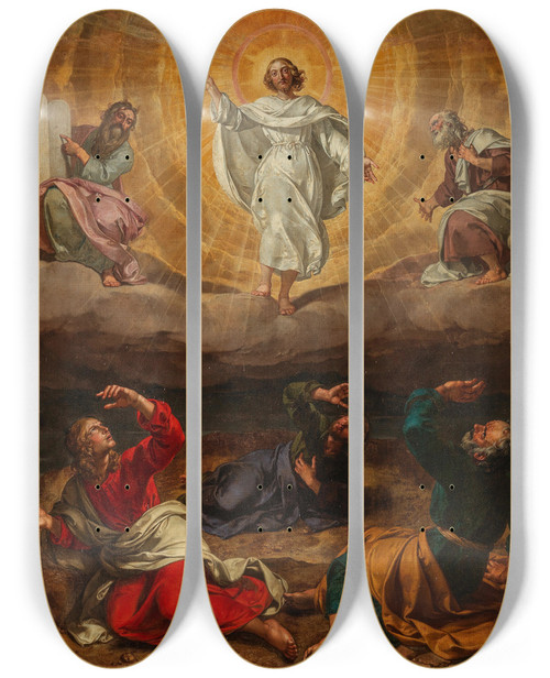 Triptych art skateboard deck of Netherlandish School The Transfiguration Of Christ by Netherlandish School