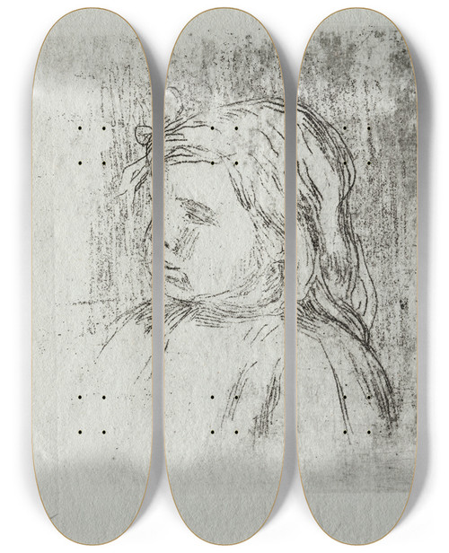 Triptych art skateboard deck of Pierreauguste Renoir Claude Renoir De Troisquarts Gauche by Pierre-Auguste Renoir (1841-1919)