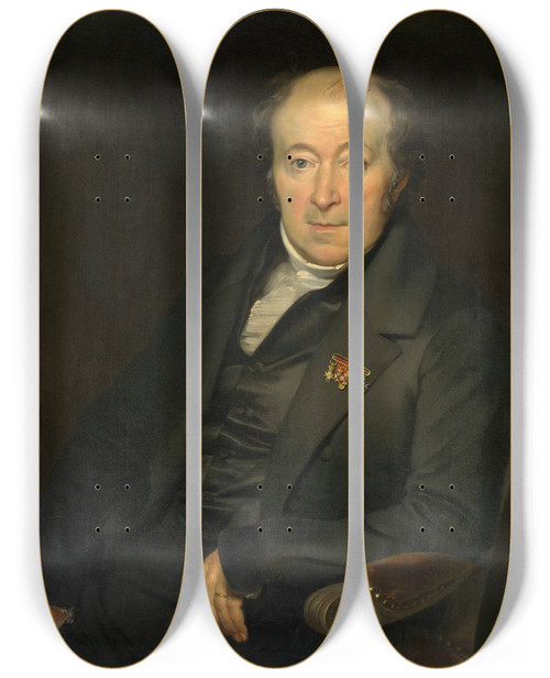 Triptych art skateboard deck of Antoon Van Ijsendijck The Painter Mattheus Ignatius Van Bree by Antoon Van Ijsendijck (1811-1875)