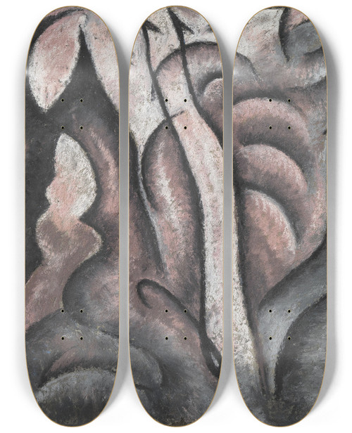Triptych art skateboard deck of Arthur Dove Sentimental Music by Arthur Dove (1880-1946)