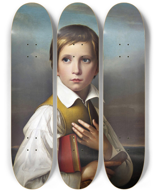 Triptych art skateboard deck of Friedrich Wilhelm Schadow Portrt Felix Schadow by Friedrich Wilhelm Schadow (1788-1862)