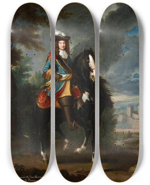 Triptych art skateboard deck of Joseph Parrocel An Equestrian Portrait Of Henri Franois De Foix De Candalle by Joseph Parrocel (1646-1704)