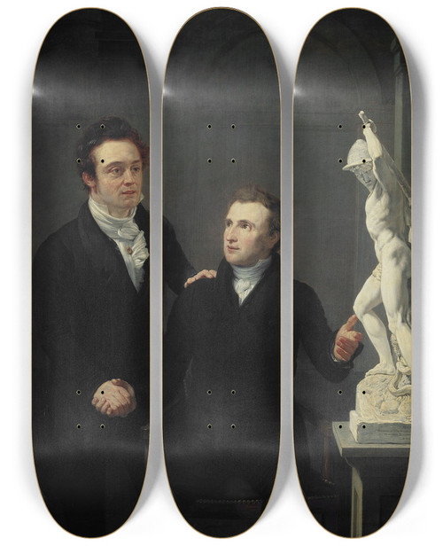 Triptych art skateboard deck of Jan Willem Pieneman Louis Royer Sculptor And Albertus Bernardus Roothaan Stockbroker Friend Of The Arts And Patron Of The Sciences by Jan Willem Pieneman (1779-1853)