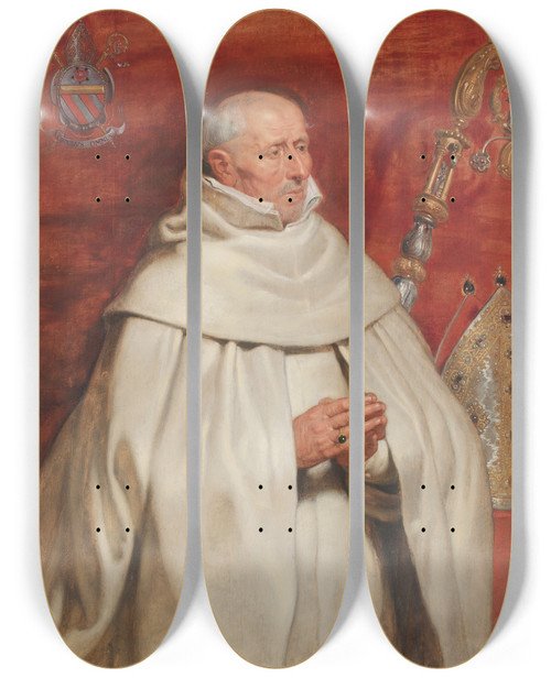 Triptych art skateboard deck of Peter Paul Rubens Matthaeus Yrsselius 15411629 Abbot Of Sintmichiels Abbey In Antwerp by Peter Paul Rubens (1577-1640)