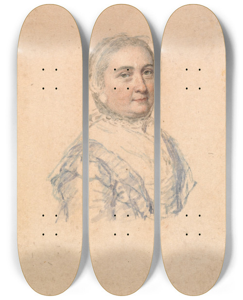 Triptych art skateboard deck of John Smart Portrait Of A Woman Taken From Life Facing Right by John Smart (1741-1811)